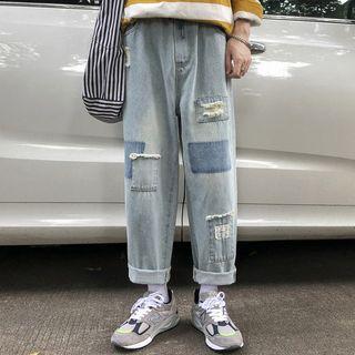 Wide-leg Color Panel Jeans