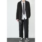 Plain Single-breasted Blazer / Plain Shirt / Tie / Straight Leg Pants / Set