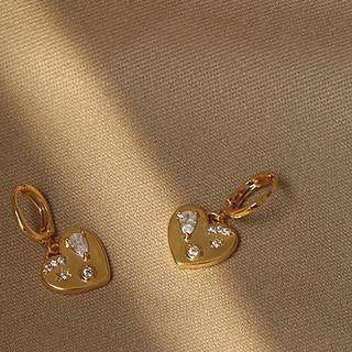 Heart Rhinestone Alloy Dangle Earring 1 Pair - Gold - One Size