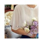 Frill-sleeve Lace-trim Blouse