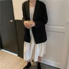 Double Breasted Blazer / Midi Pleated Skirt