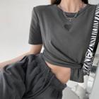Details Heart-embroidered Crop T-shirt