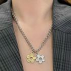 Floral Necklace 2476a - Necklace - Gold & Silver - One Size