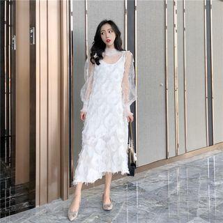 Furry Spaghetti-strap Midi Dress