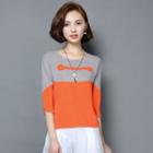 Two Tone Elbow Sleeve Top