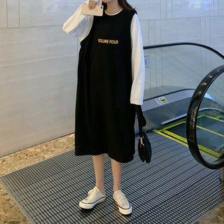 Mock Two Piece Printed T-shirt Dress