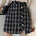 Plaid High-waist Semi-body A-line Miniskirt