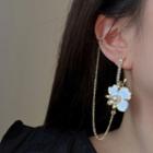 Flower Faux Pearl Chained Alloy Earring 1 Pair - Gold - One Size
