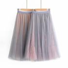 Two-tone Mesh Midi A-line Skirt