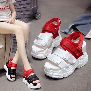 Self Fasten Platform Wedge Sandals White - 39