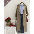 Epaulet Double-breasted Long Trench Coat With Belt