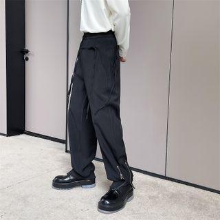 Strappy Zip Detail Wide Leg Pants