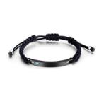 Fashion And Simple 316l Stainless Steel Black Geometric Bar Bracelet With Blue Cubic Zirconia Black - One Size