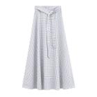 Checker A-line Midi Flare Skirt