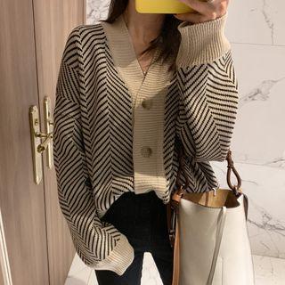 Striped Oversize Cardigan Stripes - Black - One Size