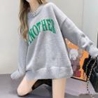 Long Sleeve Round Neck Lettering Sweater