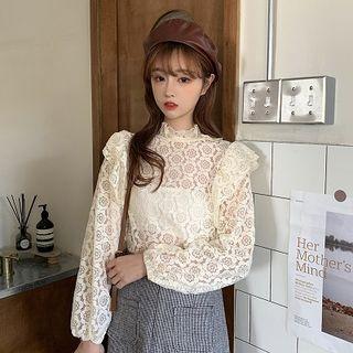 Ruffle Lace Blouse Almond - One Size