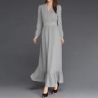 V-neck Long-sleeve Maxi Dress