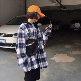Hooded Plaid Shirt Jacket As Shown In Image - One Size
