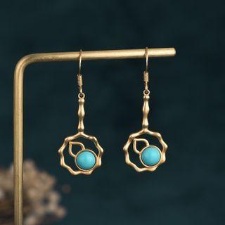 Gourd Turquoise Alloy Dangle Earring Cp209 - Gold & Green - One Size