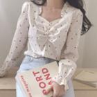 Long-sleeve Flower Pattered Blouse