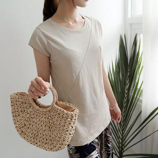 Cap-sleeve Seam-trim T-shirt