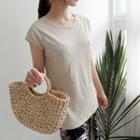 Cap-sleeve Seam-trim T-shirt