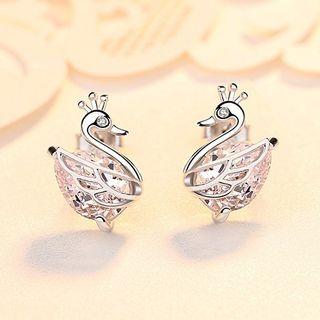 Rhinestone Swan Earring As Shown In Figure - One Size