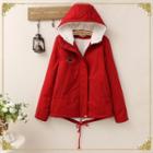 Cat Embroidery Zip-up Hooded Coat