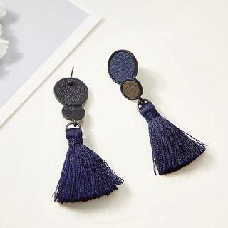 Leather-detail Tasseled Earrings