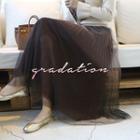 Band-waist Gradient Long Tulle Skirt