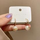 Star Faux Pearl Alloy Dangle Earring E4152 - 1 Pair - Gold - One Size