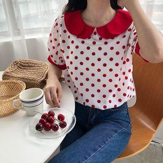 Dot Peter-pan Collar Chiffon Top