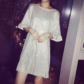 Glittered Short-sleeve T-shirt Dress