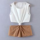 Two-tone Cut-out Tank Top