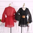 Dot V-neck Bell-sleeve Dress