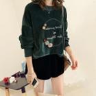 Letter Embroidered Velvet Sweatshirt