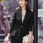 Set: Plain Blazer + Dress Pants + Printed Blouse