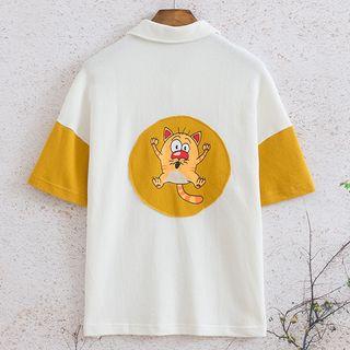 Short-sleeve Zip Placket T-shirt