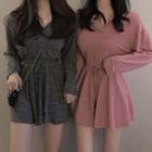 Set: Long-sleeve Hooded T-shirt + Drawstring Mini Culottes