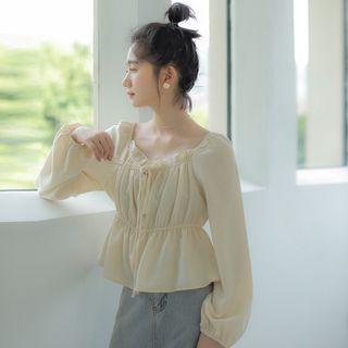 Ribbon Blouse Almond - One Size