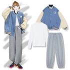 Long-sleeve T-shirt / Sweatpants / Baseball Jacket