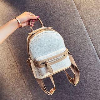 Two-tone Faux Leather Mini Backpack