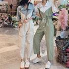 3/4-sleeve Zip Jumpsuit