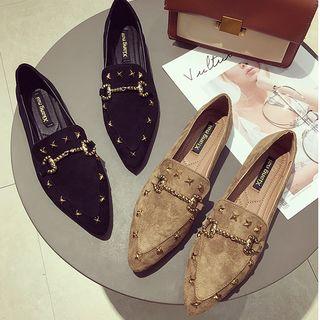 Studded Pointy-toe Loafers