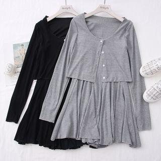 Set: Mermaid Sleeveless Mini Dress + Light Cardigan