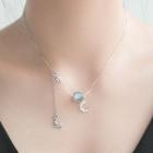 925 Sterling Silver Moonstone Moon & Unicorn Pendant Necklace Necklace - Unicorn - One Size