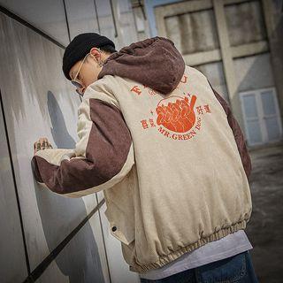 Printed Corduroy Hooded Jacket