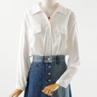Plain Shirt / Denim Midi A-line Skirt
