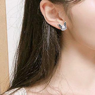 Rhinestone Dog Earring 1 Pair - Silver - One Size